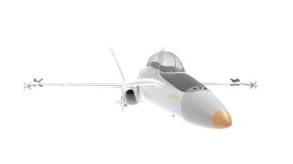 3d rendering of a millitary aircraft jet isolated on white background