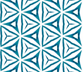 Fototapeta premium Blue kaleidoscope seamless pattern. Hand drawn wat