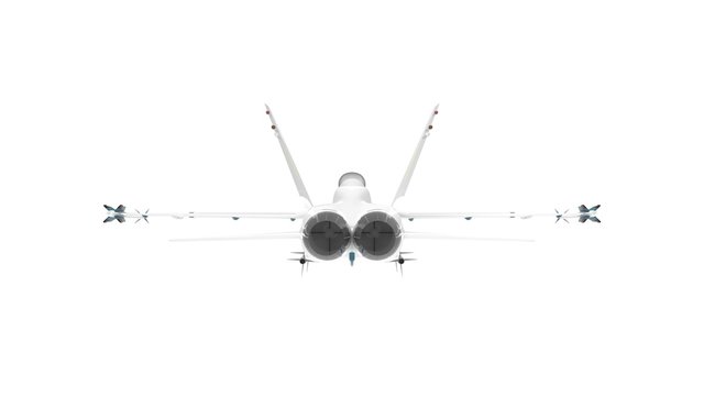 3d rendering of a millitary aircraft jet isolated on white background