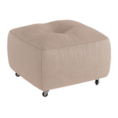 Square soft pouf on wheels on a white background. 3d rendering