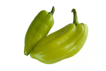 two peppers on a white isolated background