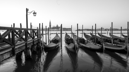 Sunrise at Venice with gondola and island