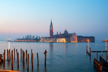 Sunrise at Venice with gondola and island of st george view © k_samurkas