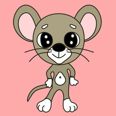 emoticon with a cool mouse, who is standing and smiling, color vector illustration