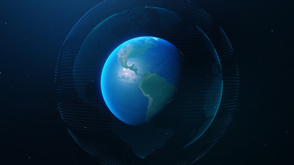 Fototapeta premium Planet earth technology network. Elements of this image furnished by NASA - 3D illustration.