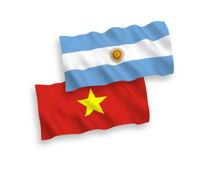 Flags of Argentina and Vietnam on a white background