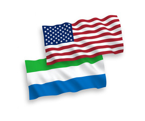 Flags of Sierra Leone and America on a white background