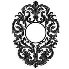 Vintage oval graphical frame in antique style. Vector.	