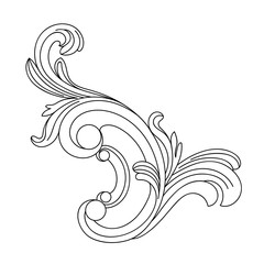 Vintage baroque ornament, corner. Retro pattern antique style acanthus. Decorative design element filigree calligraphy vector. - stock vector	