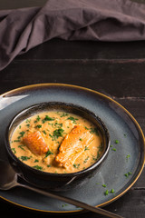 Salmon creame soupe in bowl