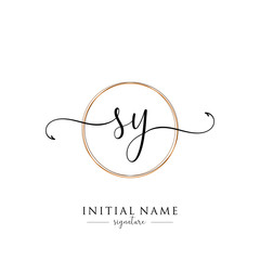 Initial Letter SY Signature Handwriting and Elegant Logo Design Vector	