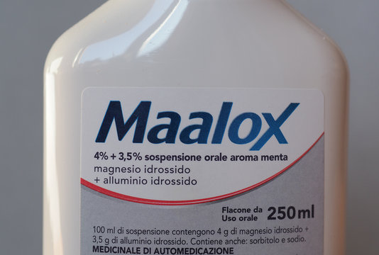 MILAN - DEC 2019: Maalox antacid bottle Stock Photo | Adobe Stock