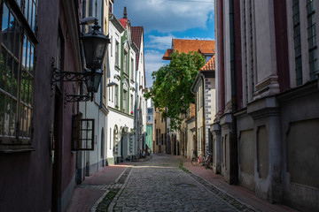 Fototapeta na wymiar Historic streets in the Old Town of Riga, Latvia