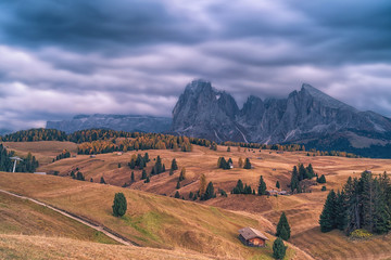 Fototapeta na wymiar Autumn mountain landscape in Dolomites, Italy.