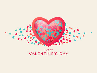 Valentine's Day. Background with big and many little hearts. Vector illustration.