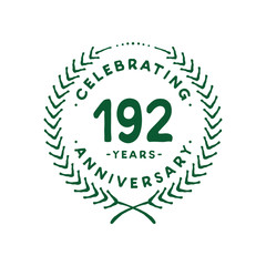 192 years design template. 192nd logo. Vector and illustration.