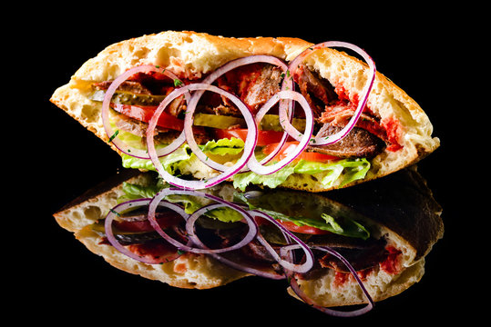 uzbek fast food on a black background