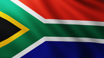 Large South African Flag background in the wind