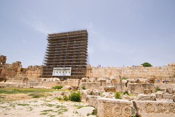 Temple of Jupiter. The ruins of the Roman city of Heliopolis or Baalbek in the Beqaa Valley. Baalbek, Lebanon - June, 2019