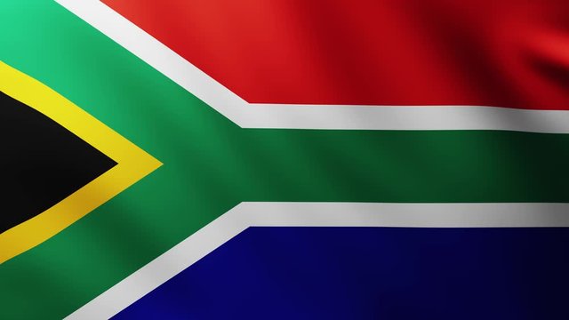 Large Flag of South Africa fullscreen background fluttering in the wind