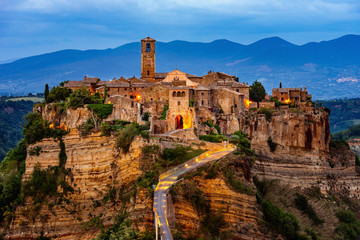 Fototapeta na wymiar An amazing fortress on a rock in Lazio Civita di Bagnoregio, Italy