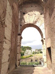 arch of constantinev. Ancient Roman arch of the Colosseum with panoramic views of Rome.Italy