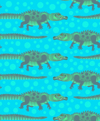 Crocodile. The stylized image of a crocodile. Seamless pattern. Vector graphics.