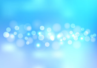 Abstract blue blurred lights bokeh background.