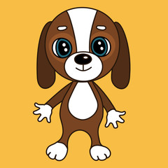 emoticon with a cool dog, who is standing and smiling, color vector illustration