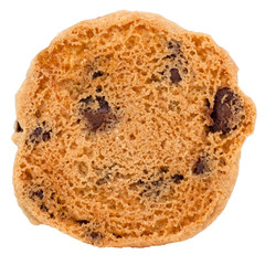 Back view of isolated chocolate chip cookie. A cookie is only as good as its back. Isolated.