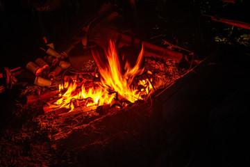 Traditional Grilled Stove with Kettle.    