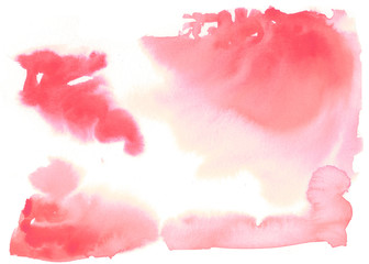 Watercolor hand-painted abstract spread pink and yellow colors stains illustration texture on white background