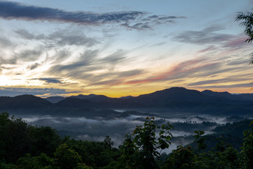 Fototapeta na wymiar Forest and mountain in Sangkhlaburi District, Kanchanaburi Thailand 2019.