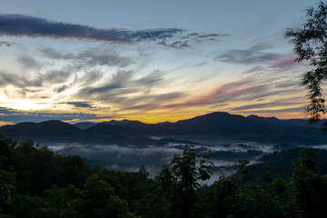 Forest and mountain in Sangkhlaburi District, Kanchanaburi Thailand 2019.
