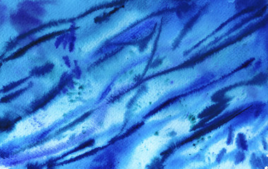 Fototapeta na wymiar Watercolor hand-painted abstract spread phantom blue colors background - wallpaper, wrapping paper, texture