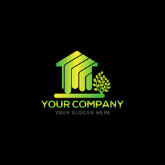 colorful Green House logo design