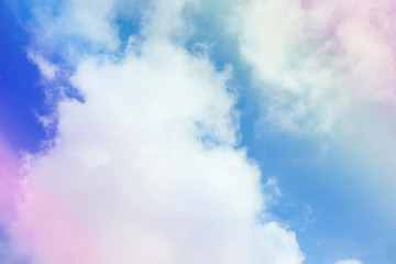 Bright sky and cloud colorful pink and blue pastel tone color.