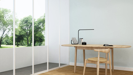 Workplace and forest view in home or hotel - 3D Rendering