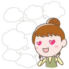 目がハート_上半身_吹き出し付