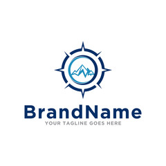 Fototapeta premium Compass logo icon vector. Compass adventure mountain logo illustration. Simple design on white background.