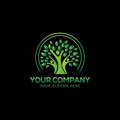 Creative people green tree logo design