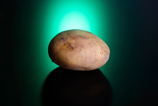 Potato with green neon background the neon series 