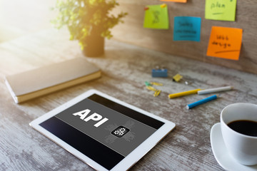 API application programming interface. Internet and technology concept.