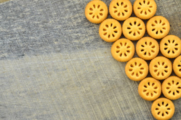 Collection biscuits on wooden background. Assorted