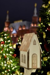christmas house in snow