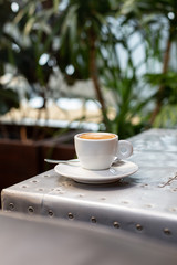 cup of coffee on the summer terrace