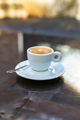 cup of coffee on the summer terrace