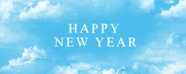 Naklejka na ściany i meble 2020 Happy New Year Cloud form against the blue sky