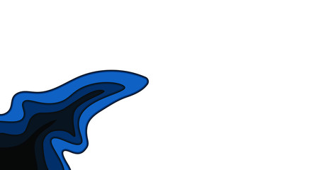 Blue and white paper cut background. Abstract realistic papercut decoration textured with wavy layers