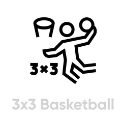 3x3 basketball, streetball icon